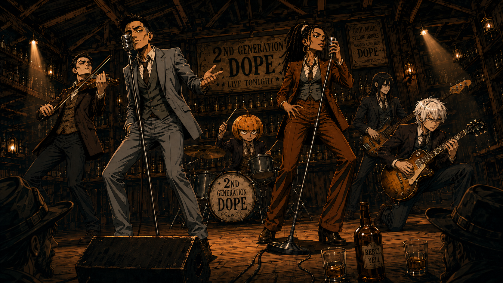 2nd Generation Dope performing onstage under warm bar lights