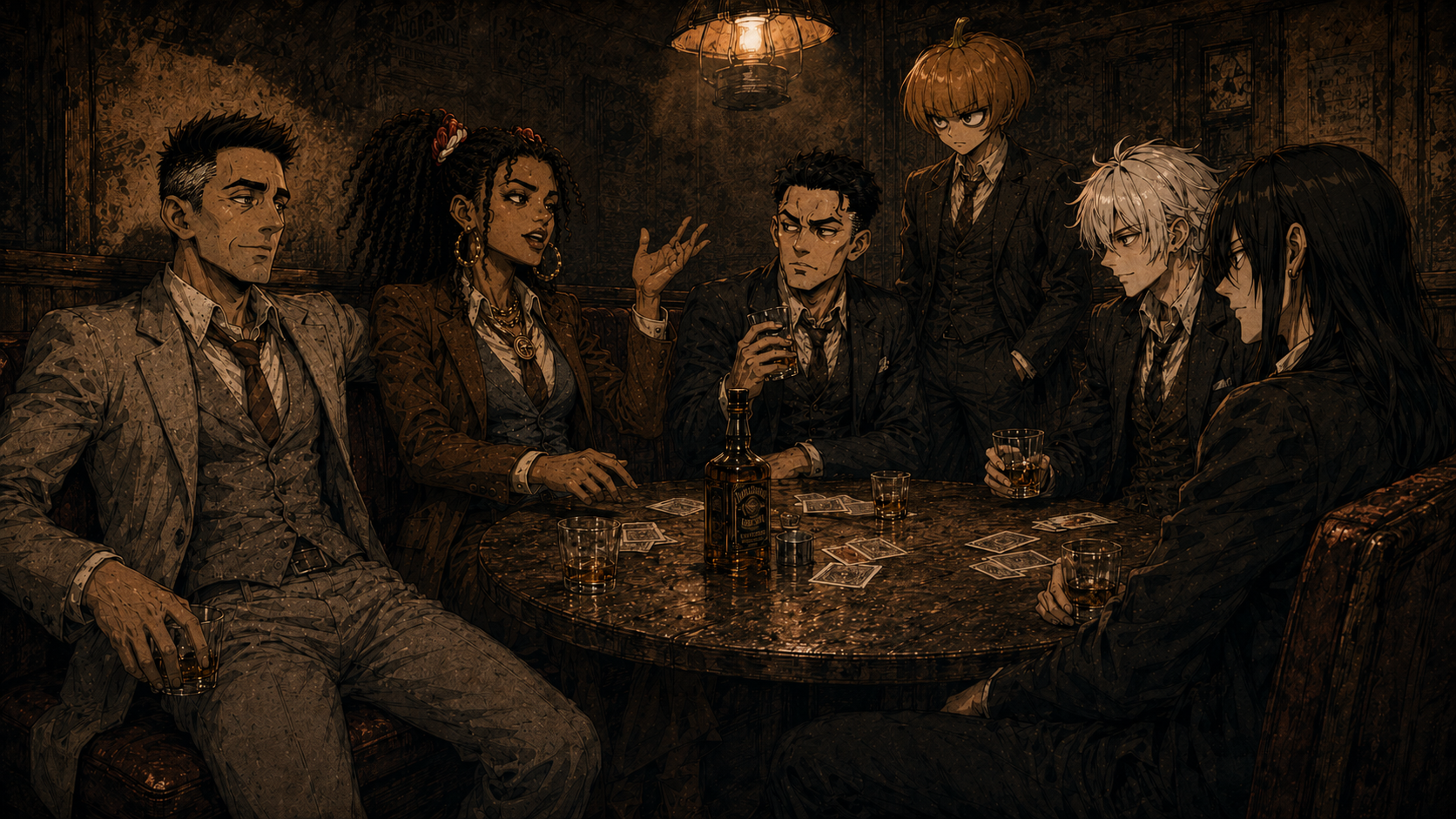 The band gathered around a table for their pre-show pep talk
